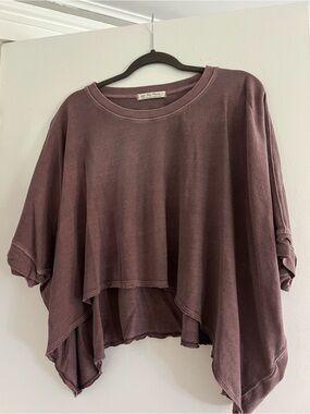 We The Free Washed Mauve Oversized Handkerchief Hem Sweatshirt